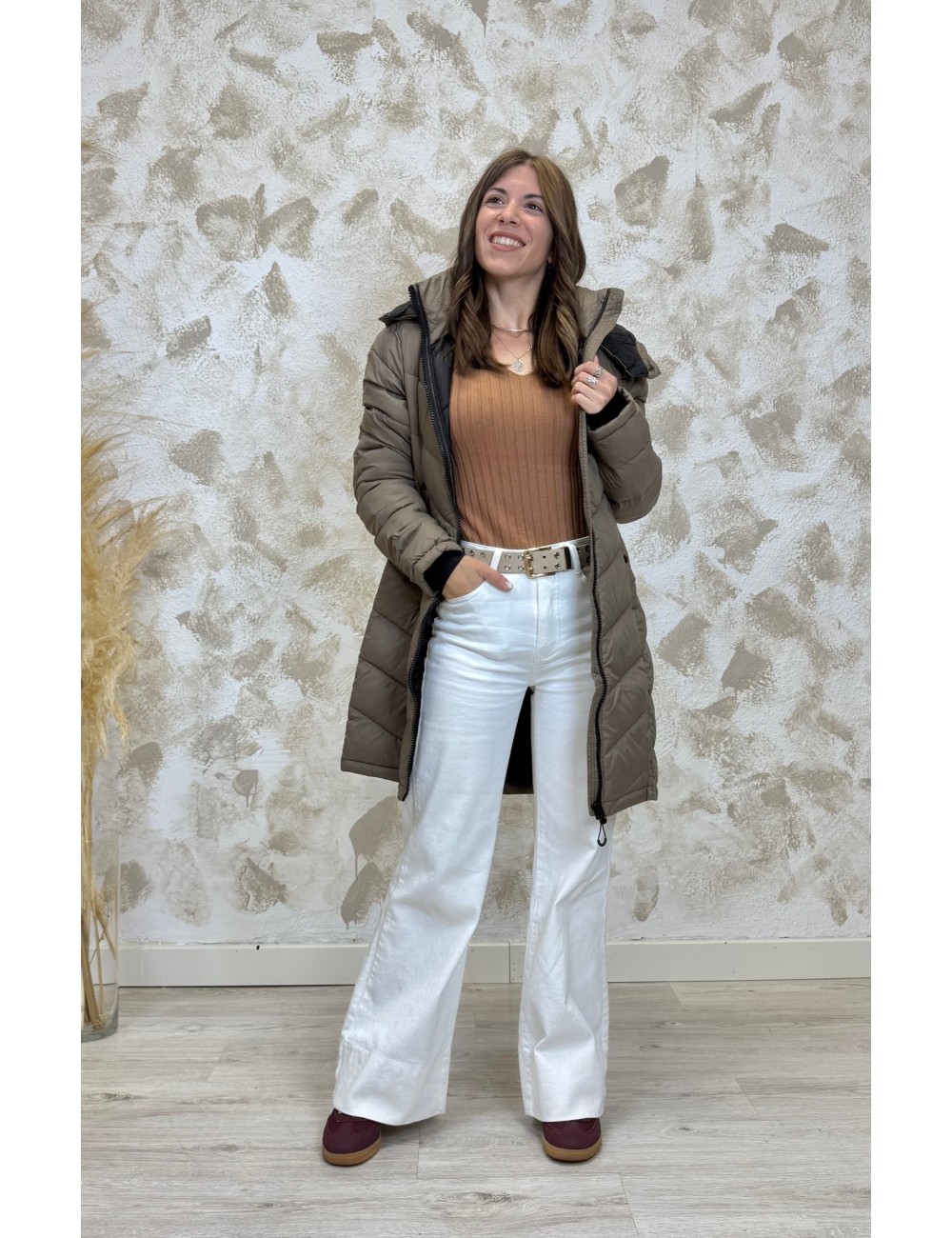 Abrigo Acolchado ligero Tahia Only Marrón